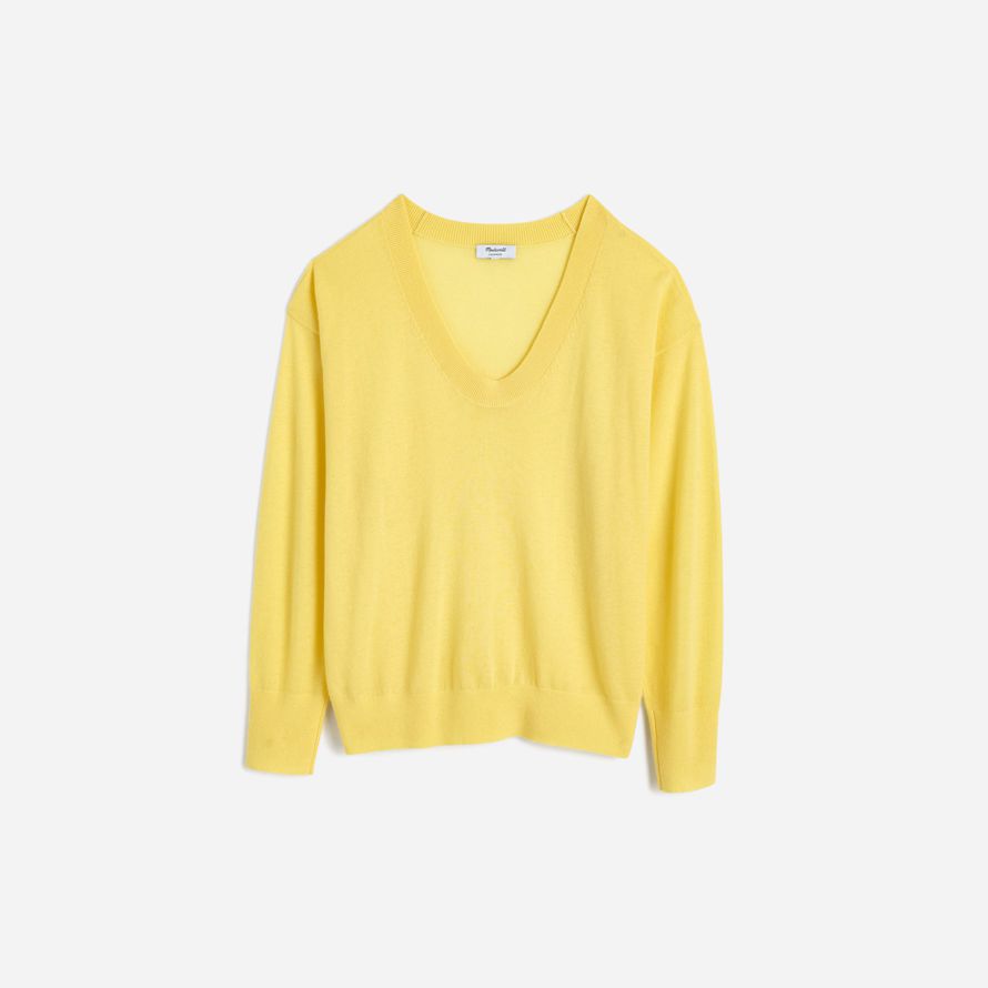 gelb damen madewell cashmere u-ausschnitt pullover pullover