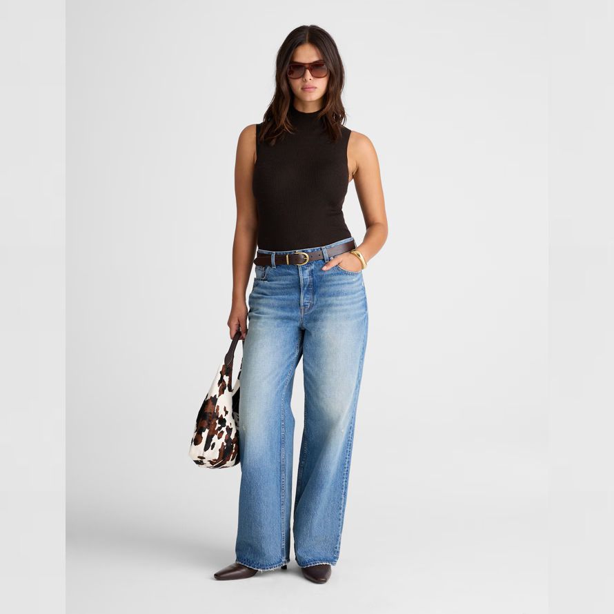 madewell merinowolle-seide Ärmellose damen sweater schwarz