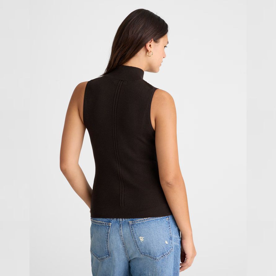 madewell merinowolle-seide Ärmellose damen sweater schwarz