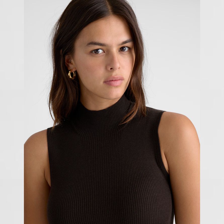 madewell merinowolle-seide Ärmellose damen sweater schwarz
