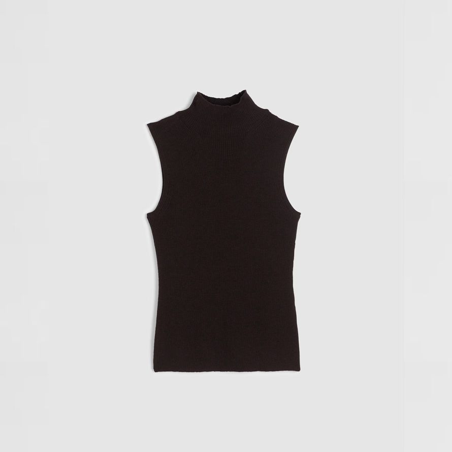 madewell merinowolle-seide Ärmellose damen sweater schwarz