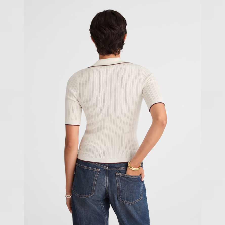madewell die signatur stricken johnny-kragen damen pullover weiß