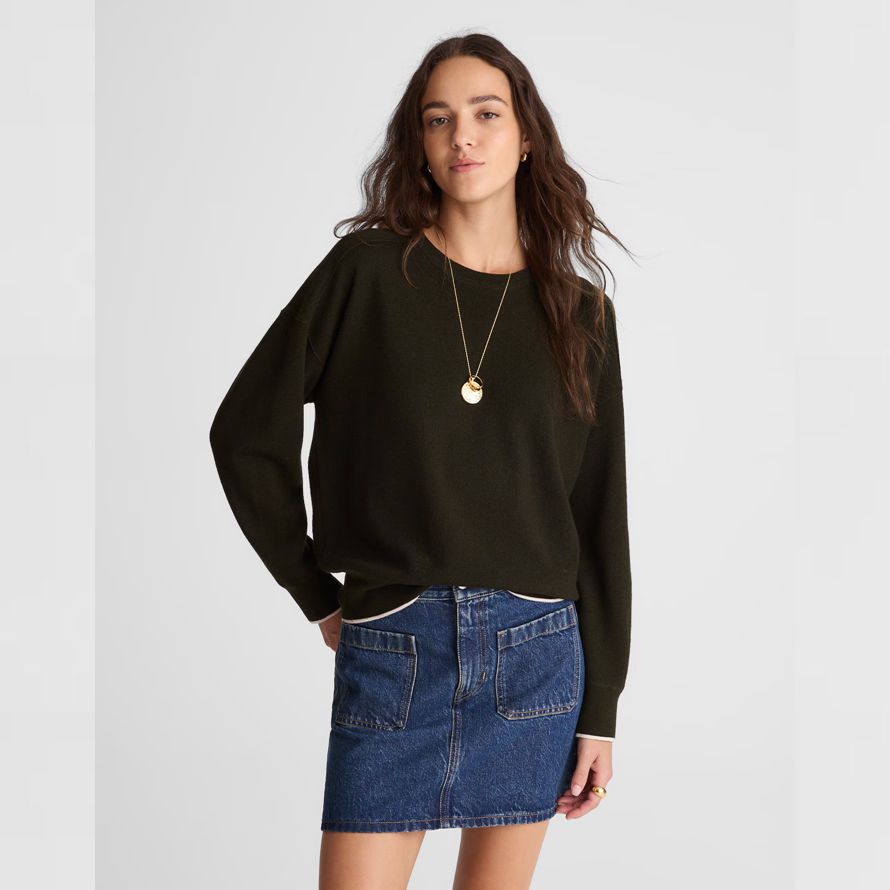 damen madewell merino wolle pullover pullover dark olive
