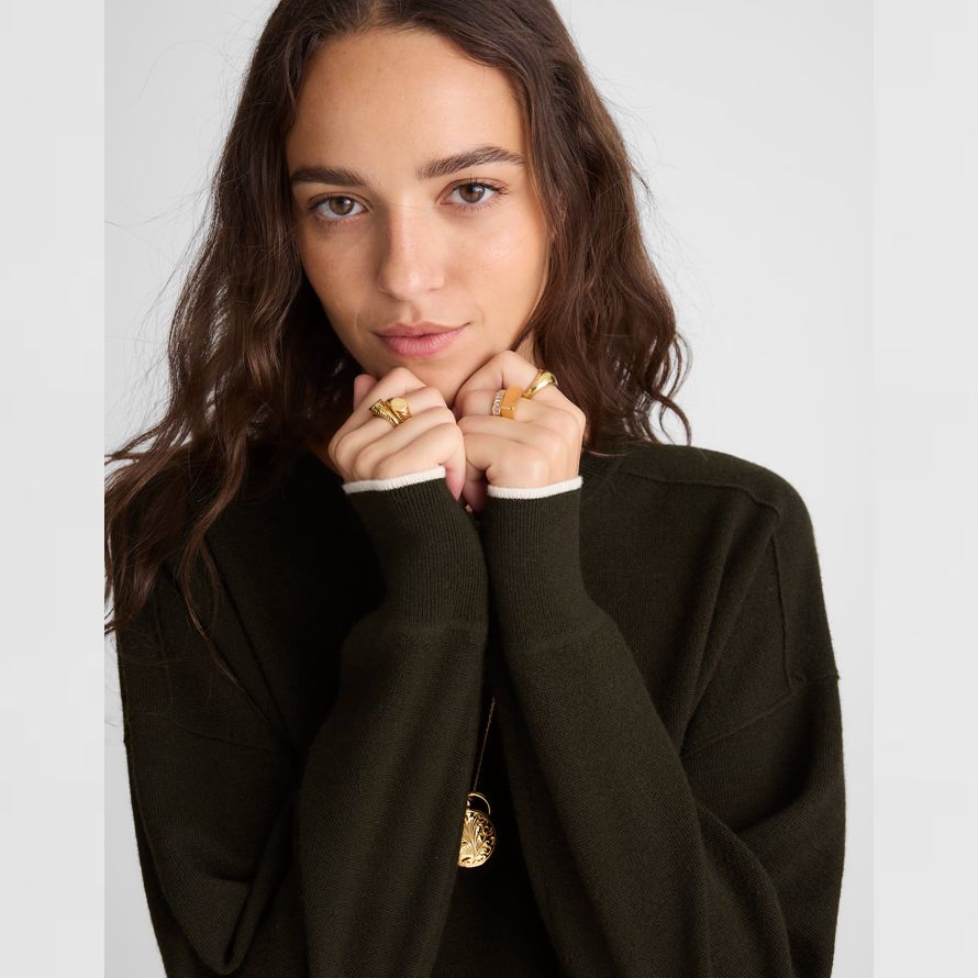 damen madewell merino wolle pullover pullover dark olive