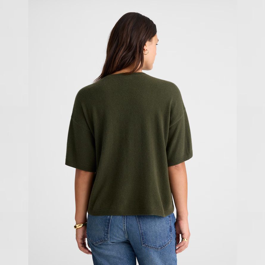 olive womens madewell kurzarm-100 kaschmir-pullover