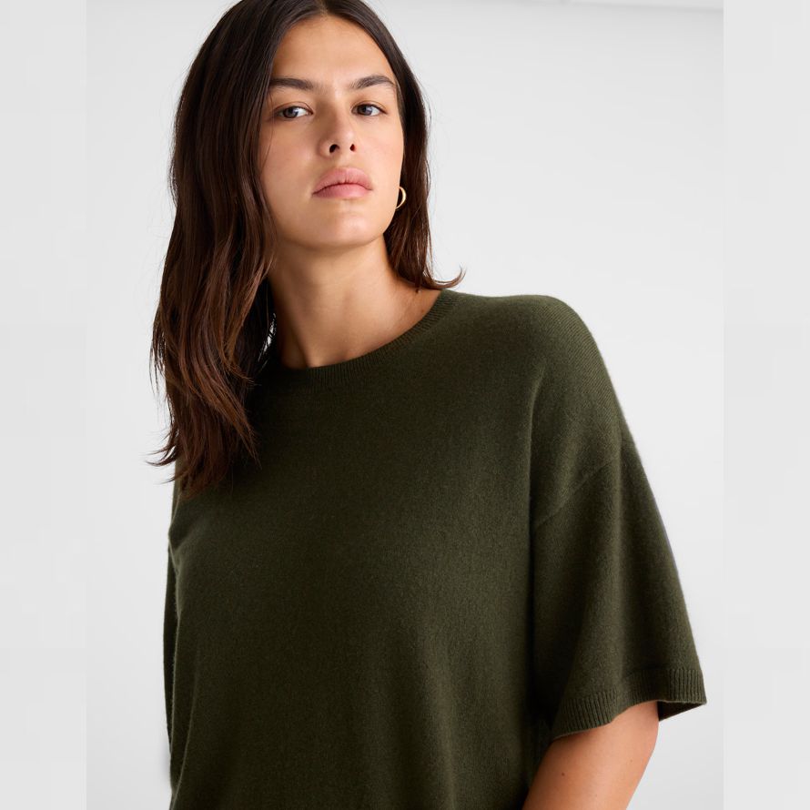 olive womens madewell kurzarm-100 kaschmir-pullover