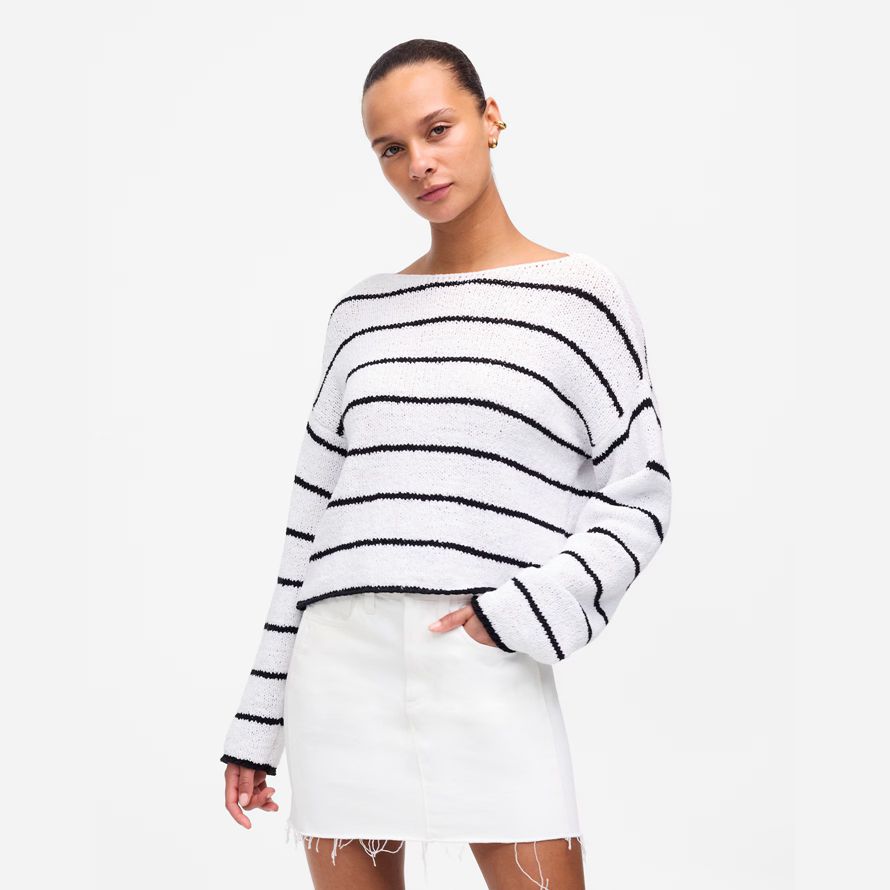 weiß schwarz madewell boatneck pullover damen pullover