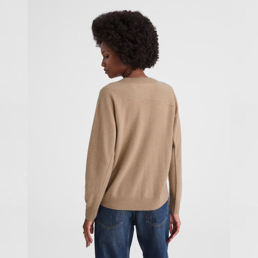 damen madewell cashmere v-neck sweater khaki braun