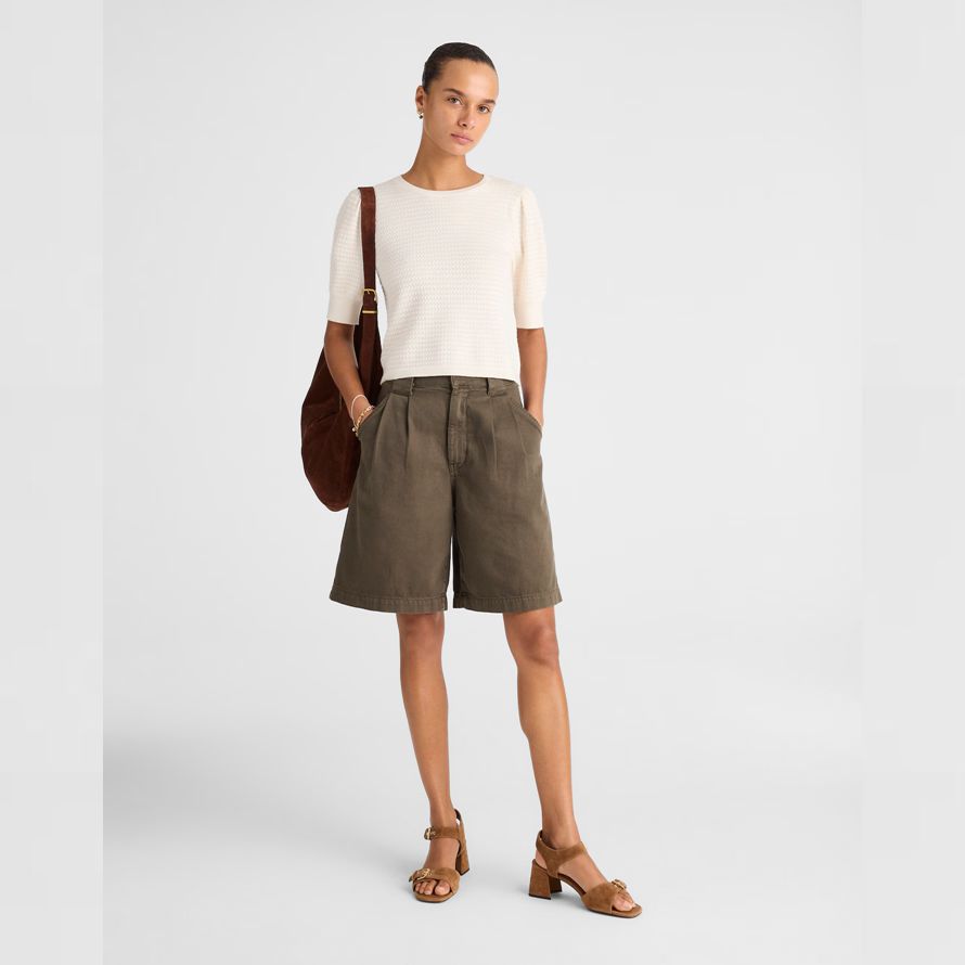 madewell merinowolle-seide-mischung puff-sleeve womens sweater light cream