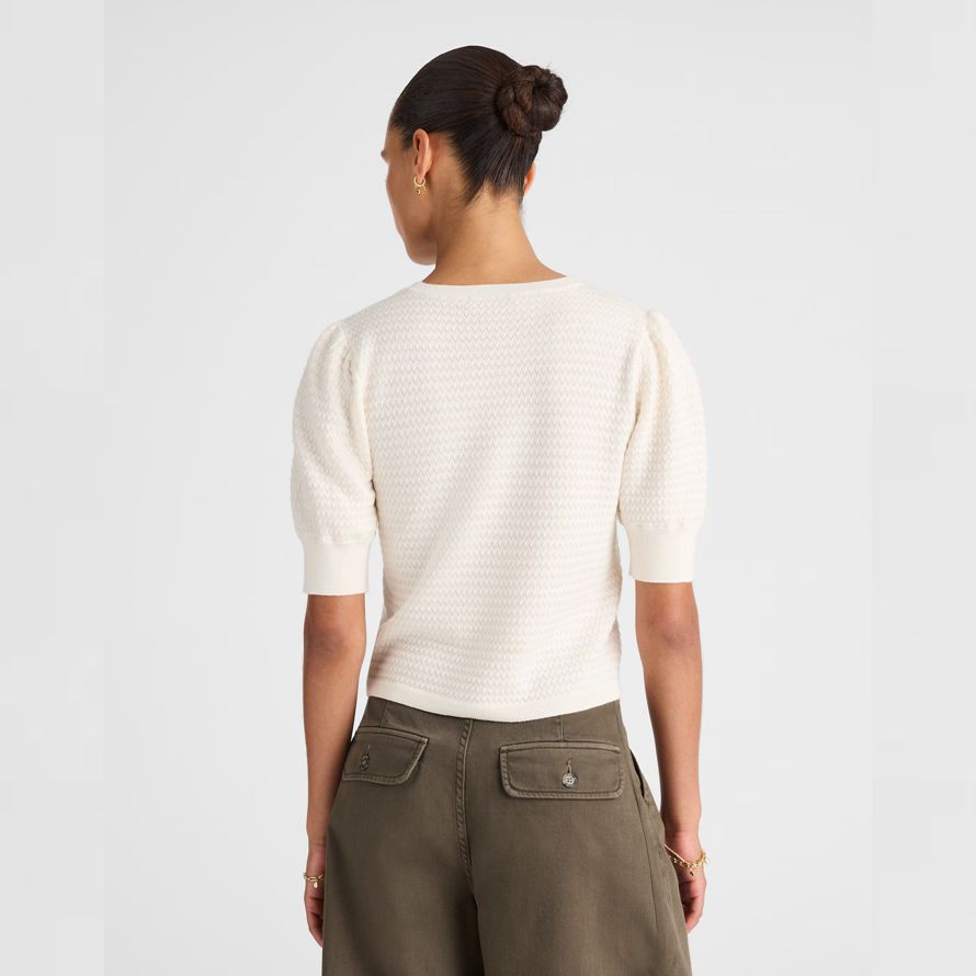 madewell merinowolle-seide-mischung puff-sleeve womens sweater light cream