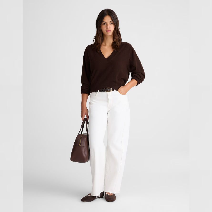 dunkelbraun damen madewell cashmere v-neck sweater