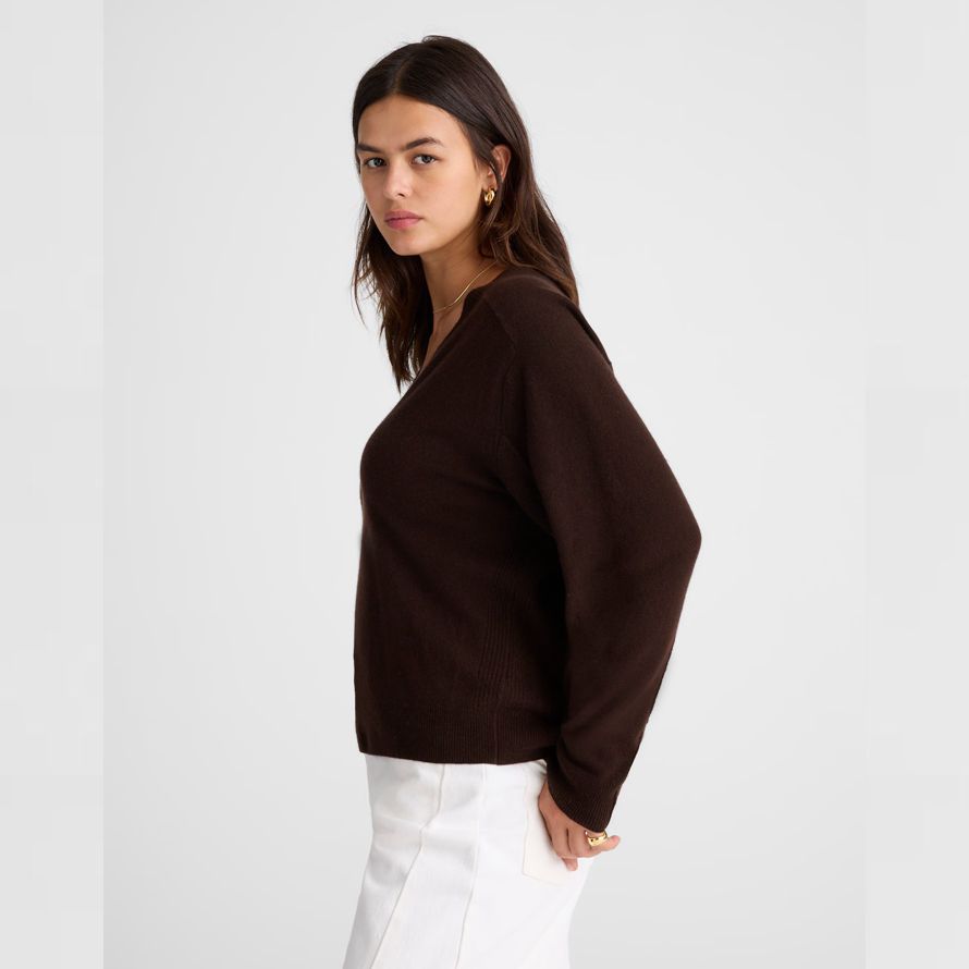 dunkelbraun damen madewell cashmere v-neck sweater