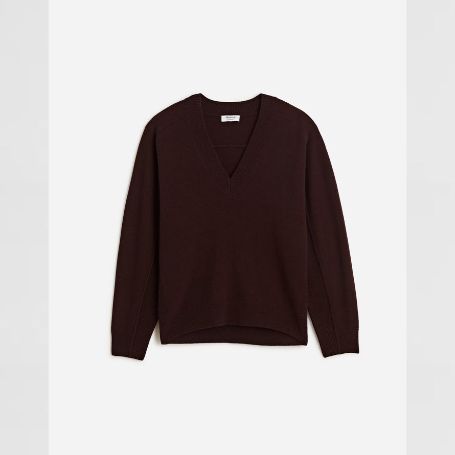 dunkelbraun damen madewell cashmere v-neck sweater