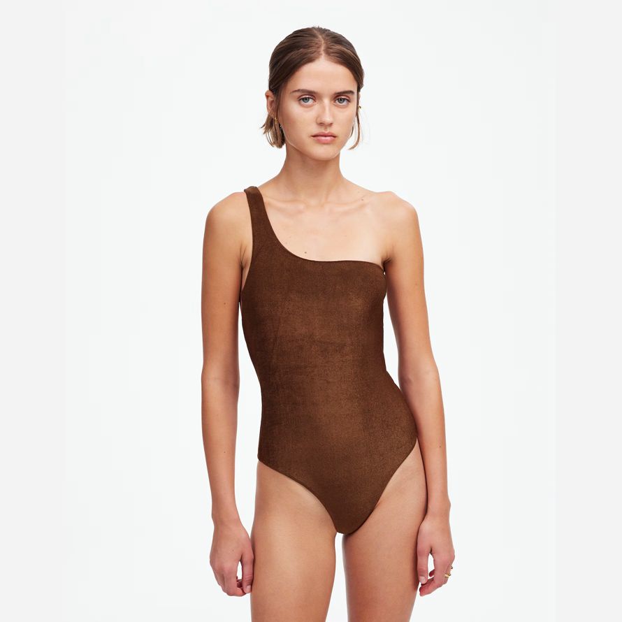 dunkelbraun damen madewell jade swimᆴ evolve one-piece swimsuit