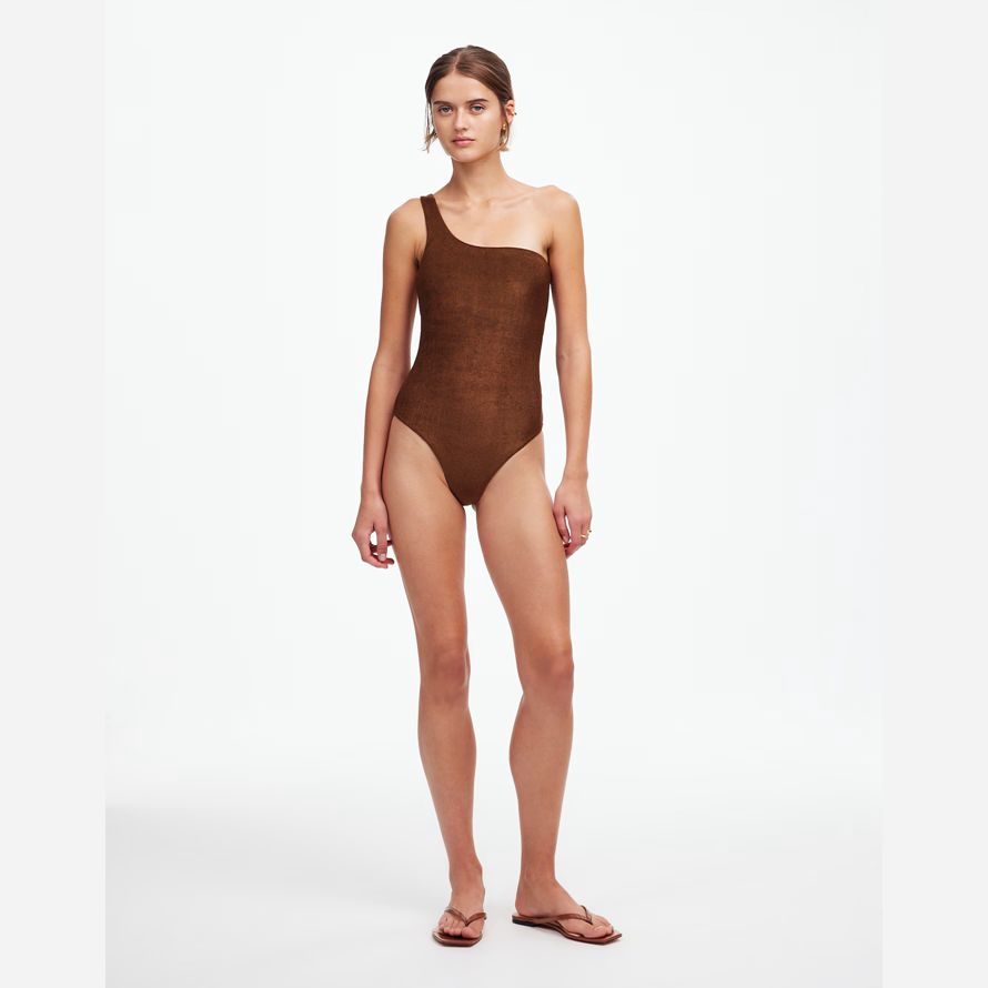 dunkelbraun damen madewell jade swimᆴ evolve one-piece swimsuit