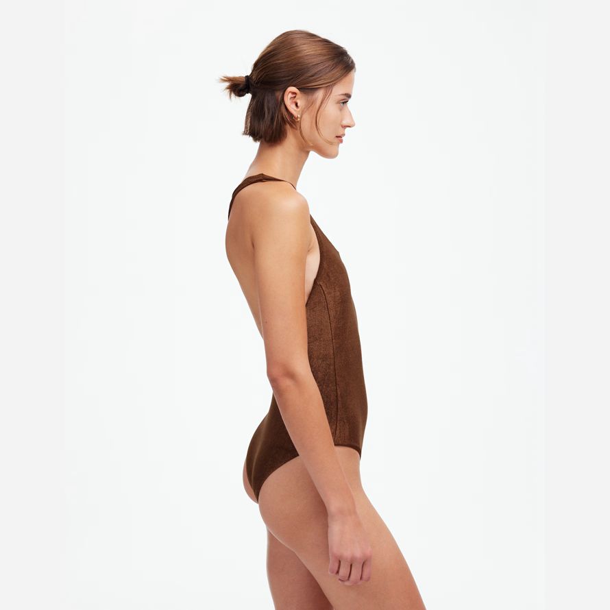 dunkelbraun damen madewell jade swimᆴ evolve one-piece swimsuit
