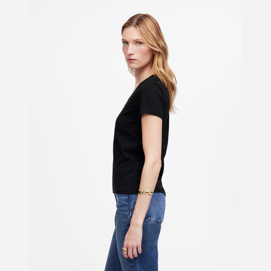 damen madewell slub perfekte v-neck t-shirts schwarz