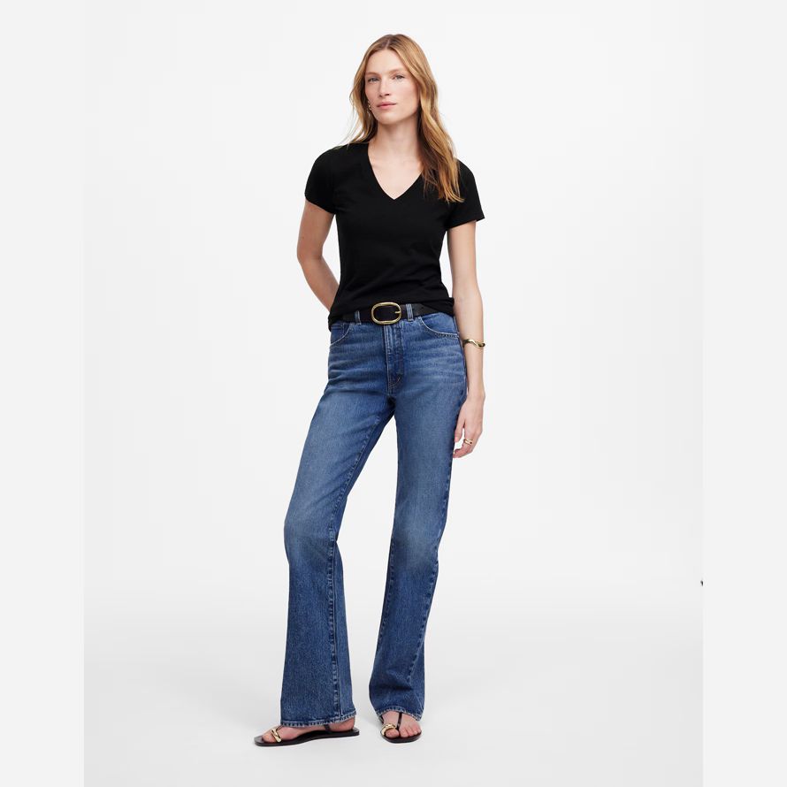 damen madewell slub perfekte v-neck t-shirts schwarz