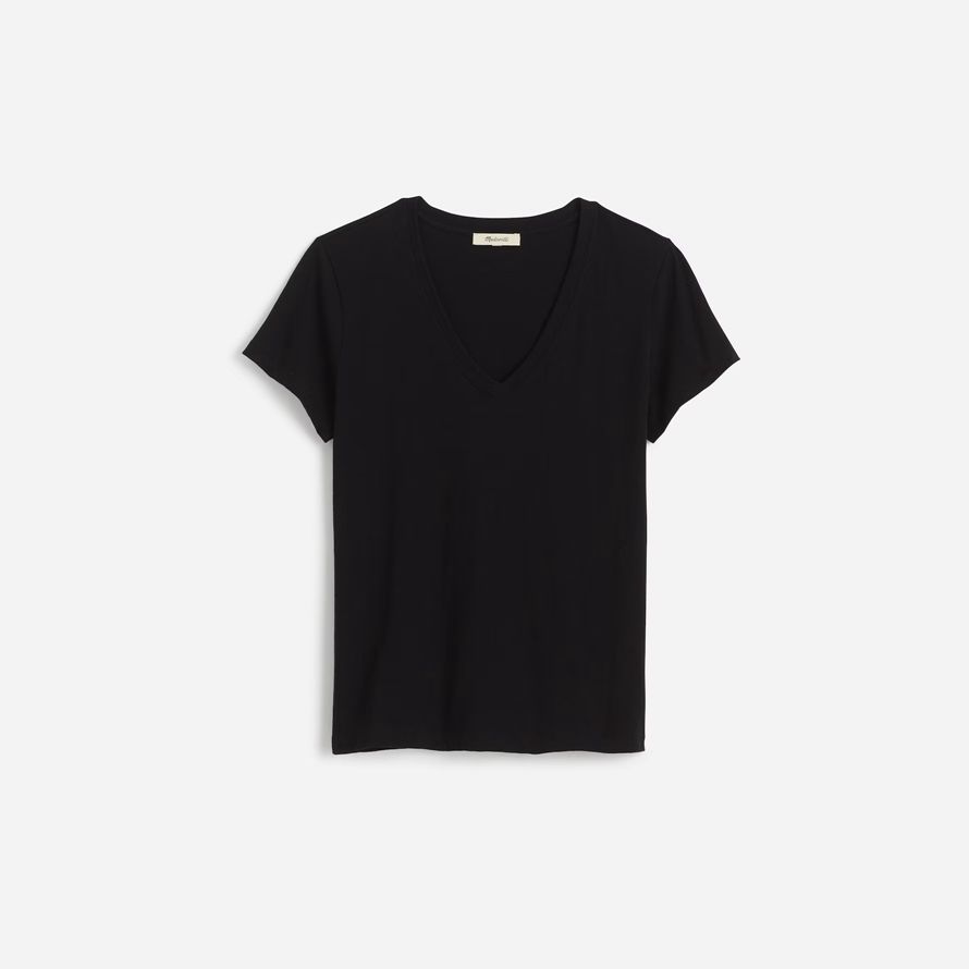 damen madewell slub perfekte v-neck t-shirts schwarz