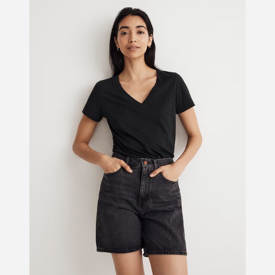 schwarz madewell whisper cotton v-neck womens t-shirts