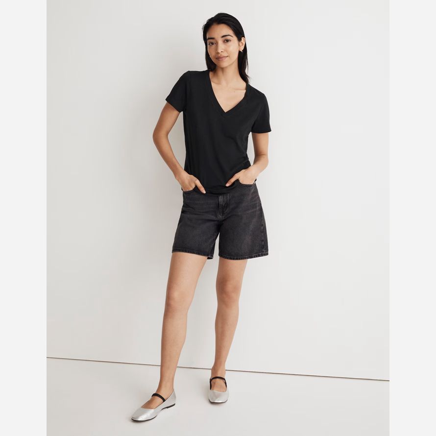 schwarz madewell whisper cotton v-neck womens t-shirts