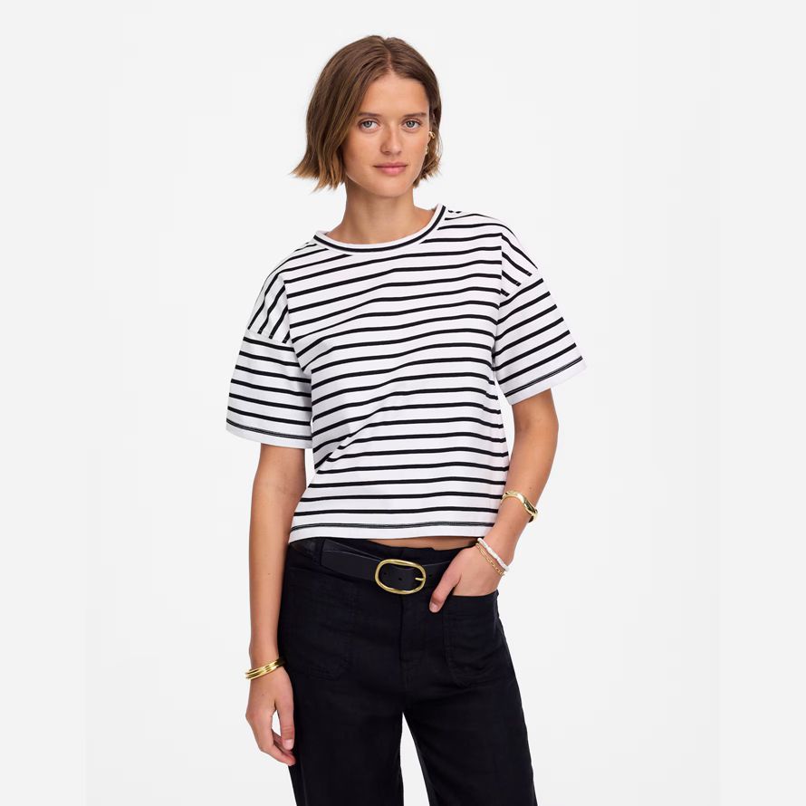 weiß schwarz madewell alltag boxy crop womens t-shirts