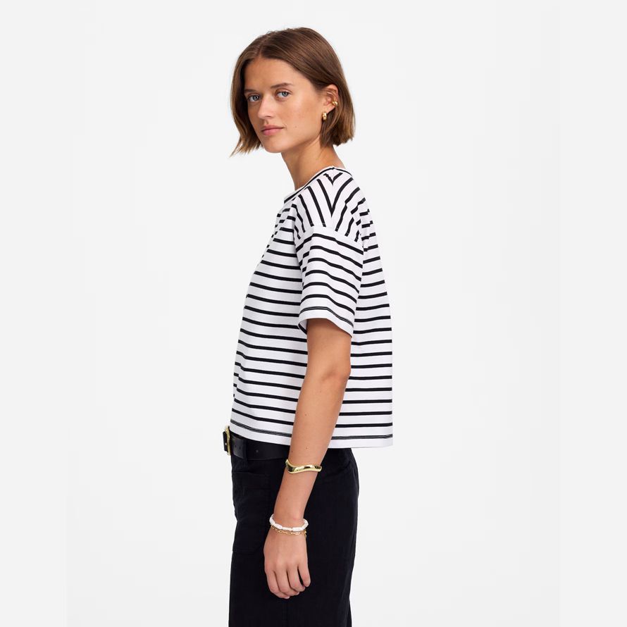 weiß schwarz madewell alltag boxy crop womens t-shirts