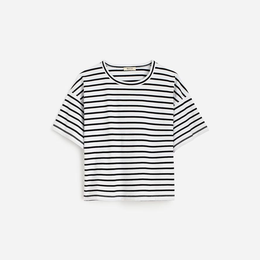 weiß schwarz madewell alltag boxy crop womens t-shirts