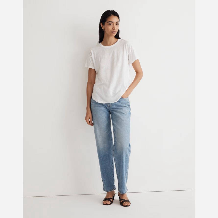 weiße madewell whisper cotton v-neck womens t-shirts