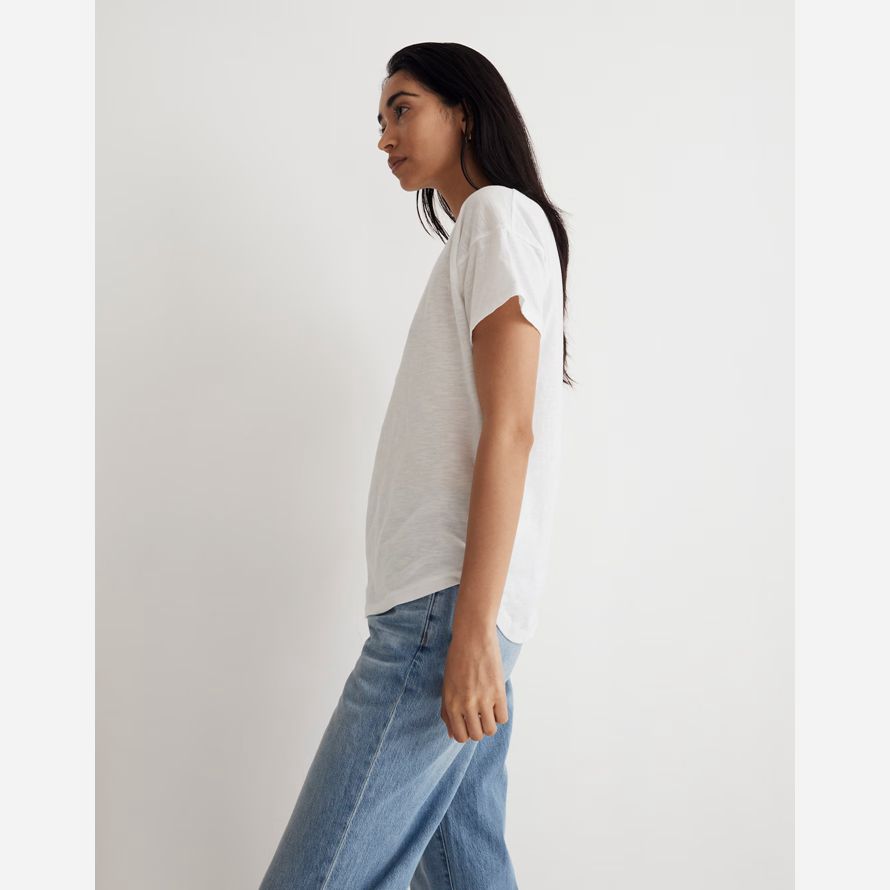 weiße madewell whisper cotton v-neck womens t-shirts