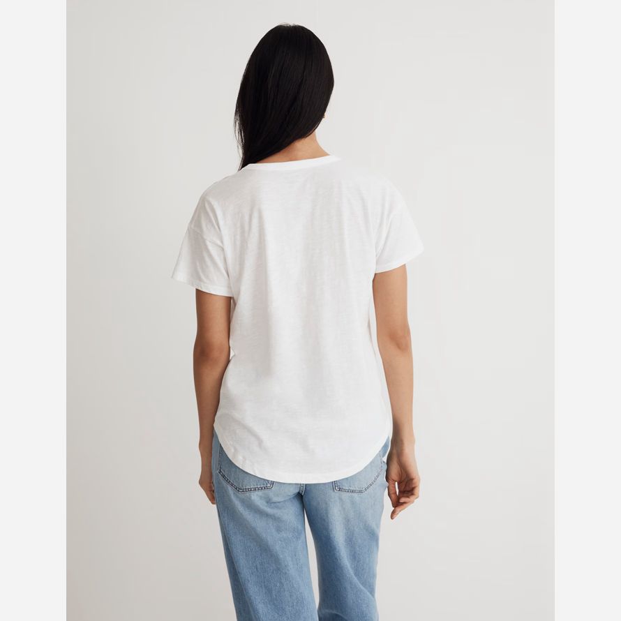 weiße madewell whisper cotton v-neck womens t-shirts