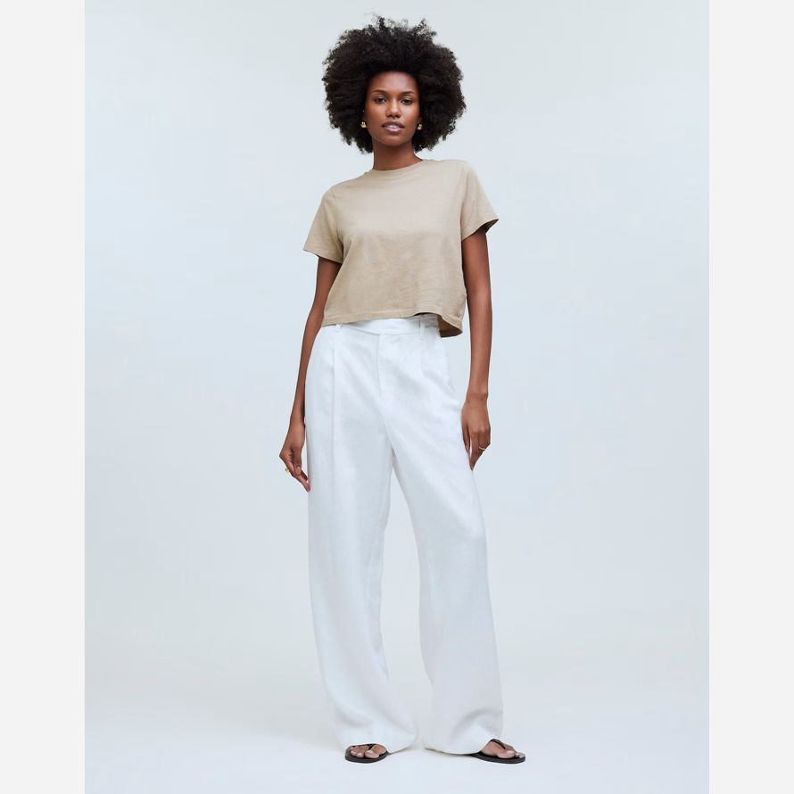 madewell softfade baumwolle boxy-ernte frauen t-shirts khaki