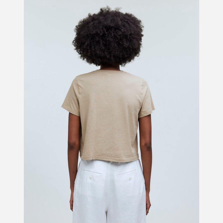 madewell softfade baumwolle boxy-ernte frauen t-shirts khaki