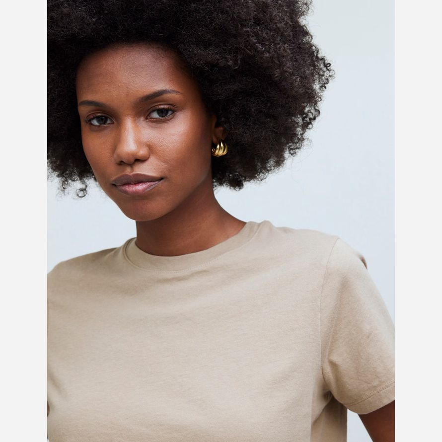 madewell softfade baumwolle boxy-ernte frauen t-shirts khaki