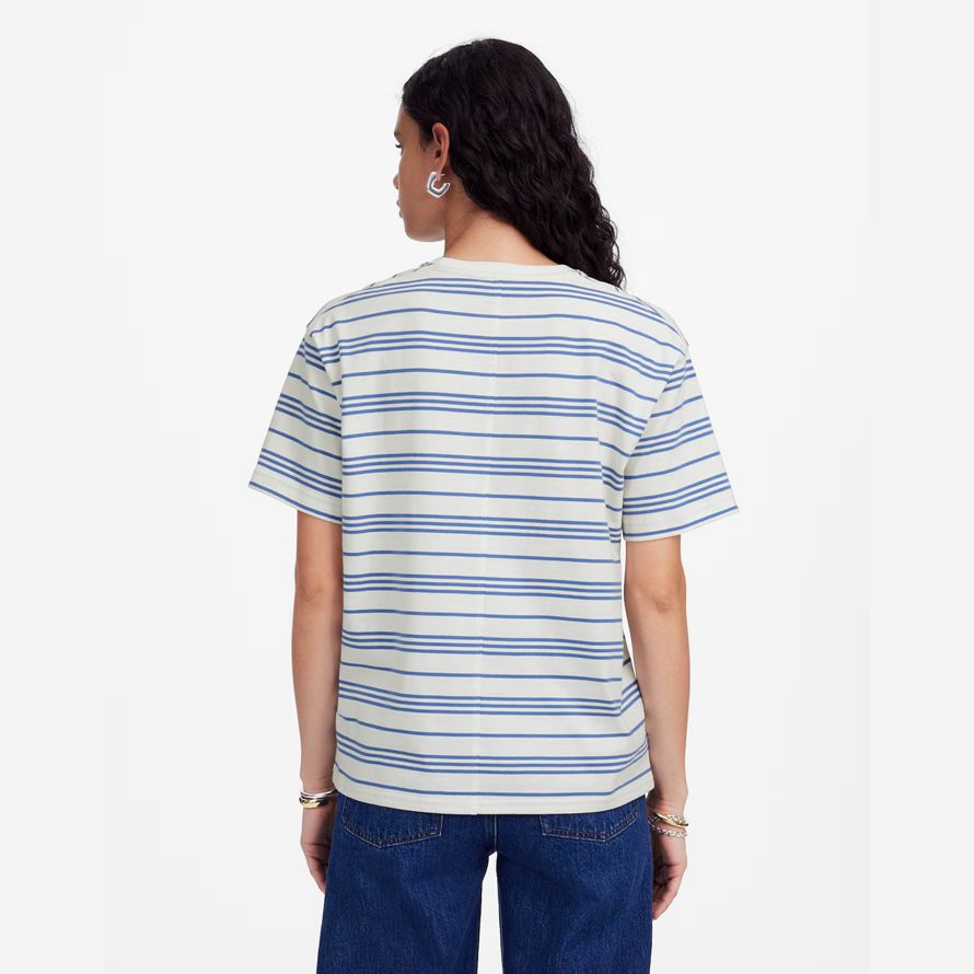 damen madewell cotton relaxed oversized t-shirts weiß blau