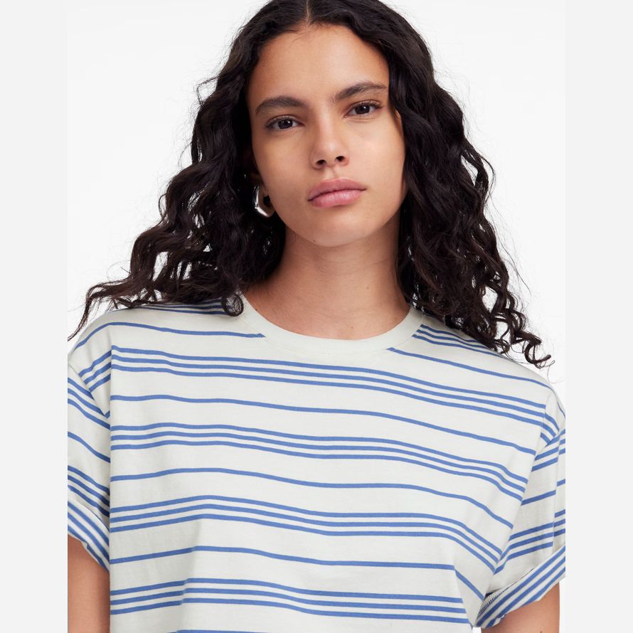damen madewell cotton relaxed oversized t-shirts weiß blau