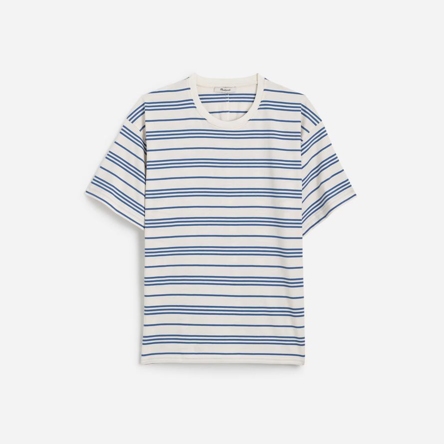 damen madewell cotton relaxed oversized t-shirts weiß blau