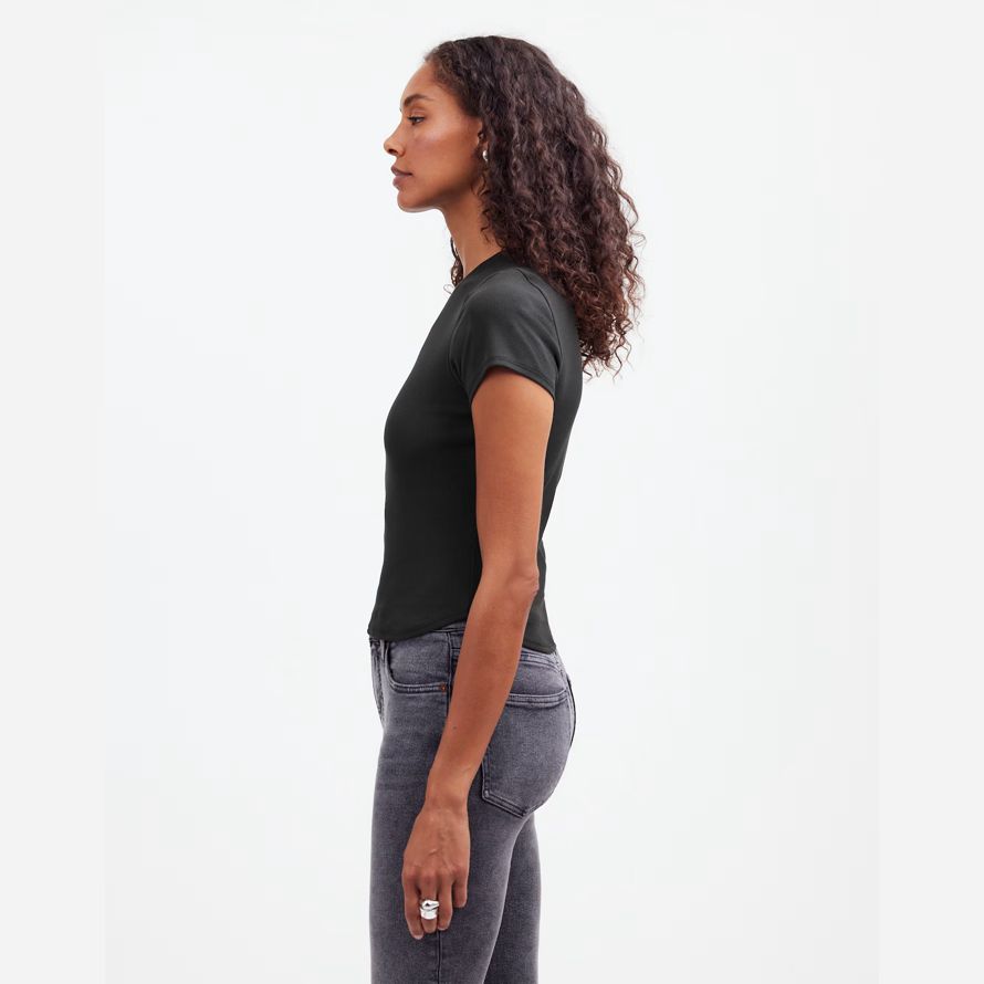 schwarz madewell regenerative cotton ribbed crewneck frauen t-shirts