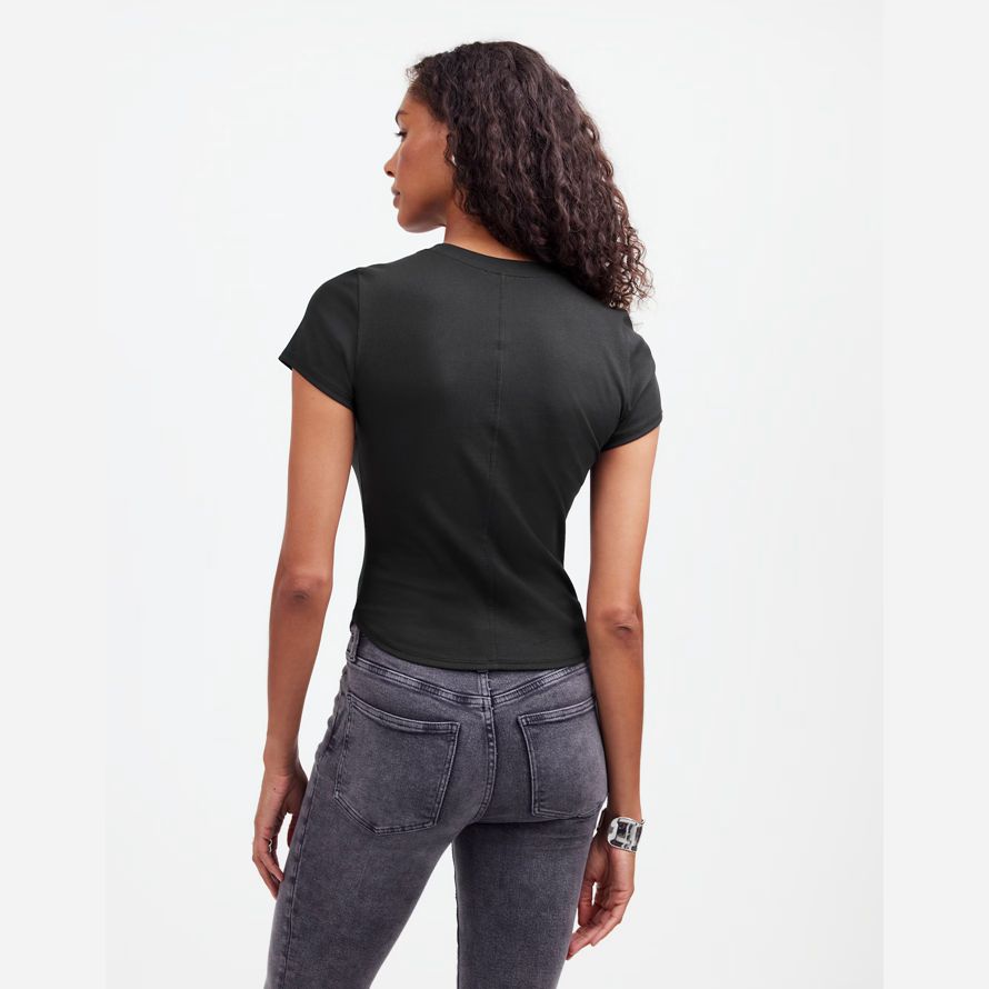schwarz madewell regenerative cotton ribbed crewneck frauen t-shirts