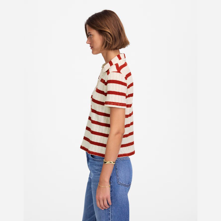 rot beige damen madewell crochet-knit v-neck sweater t-shirts