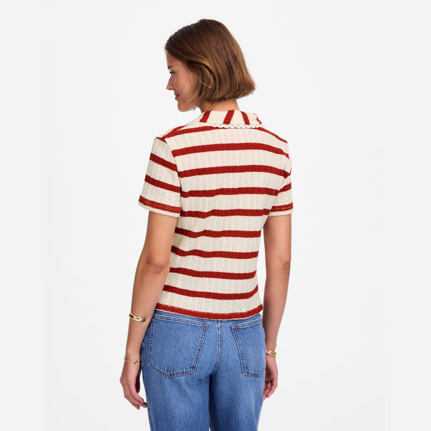 rot beige damen madewell crochet-knit v-neck sweater t-shirts