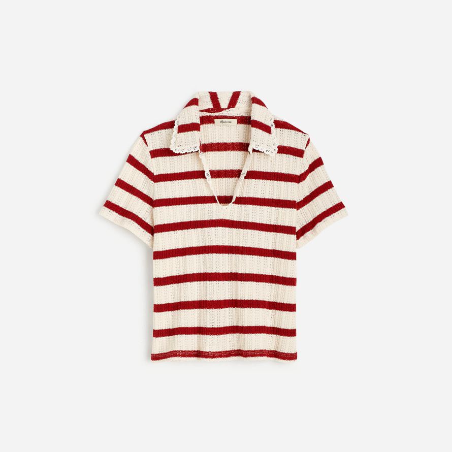rot beige damen madewell crochet-knit v-neck sweater t-shirts