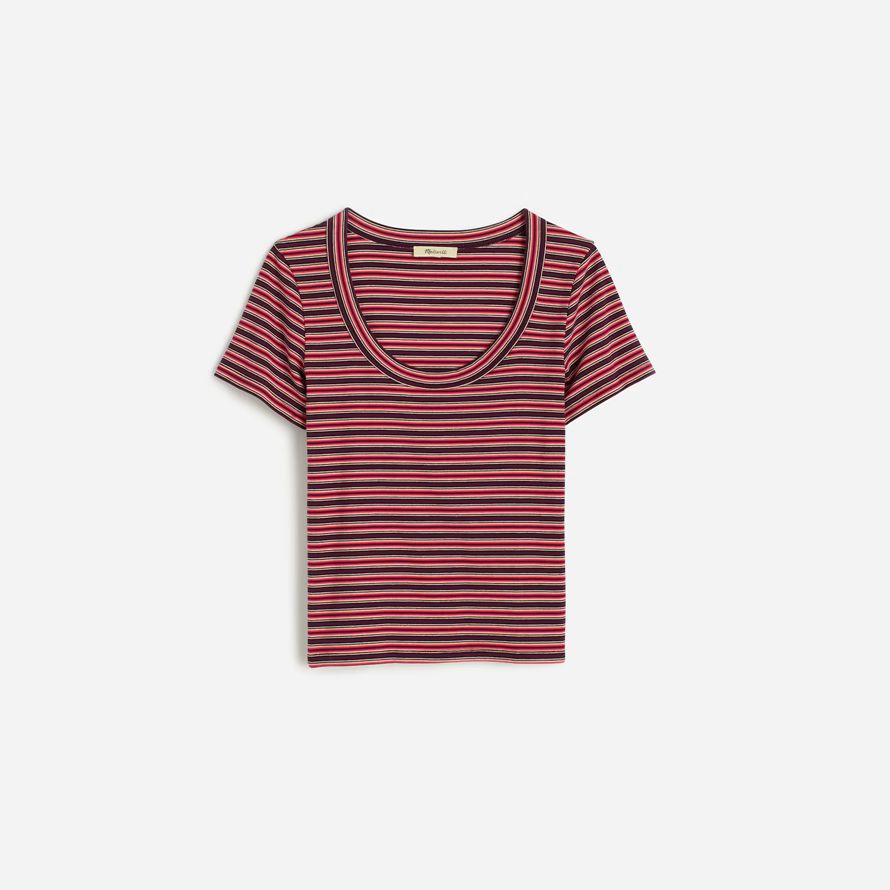madewell regenerative baumwolle gerippte scoopneck womens t-shirts red dark brown
