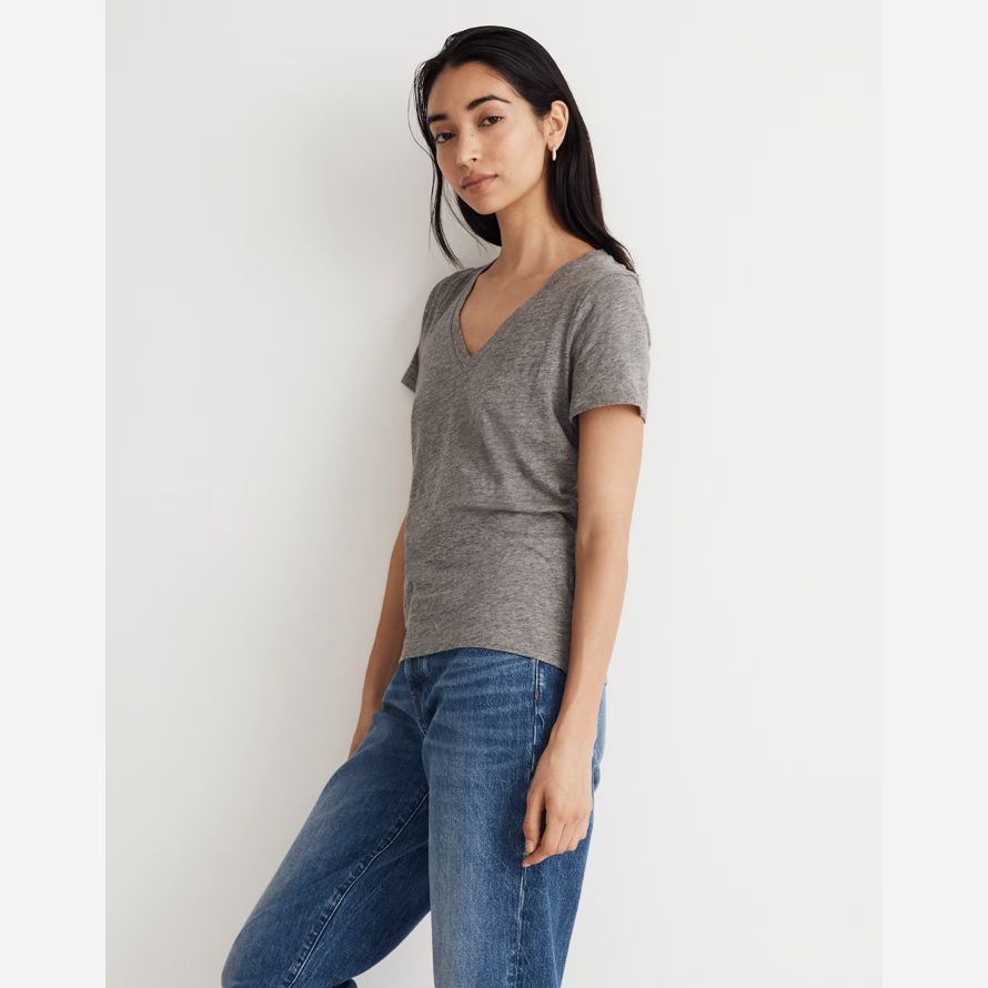 madewell whisper cotton v-neck damen t-shirts grau