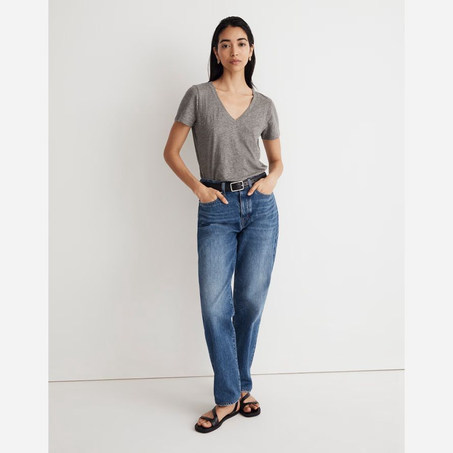 madewell whisper cotton v-neck damen t-shirts grau