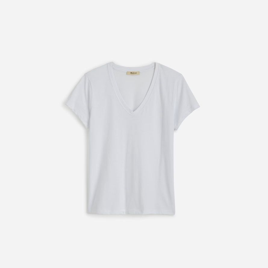 madewell slub perfekte v-ausschnitt frauen t-shirts weiß