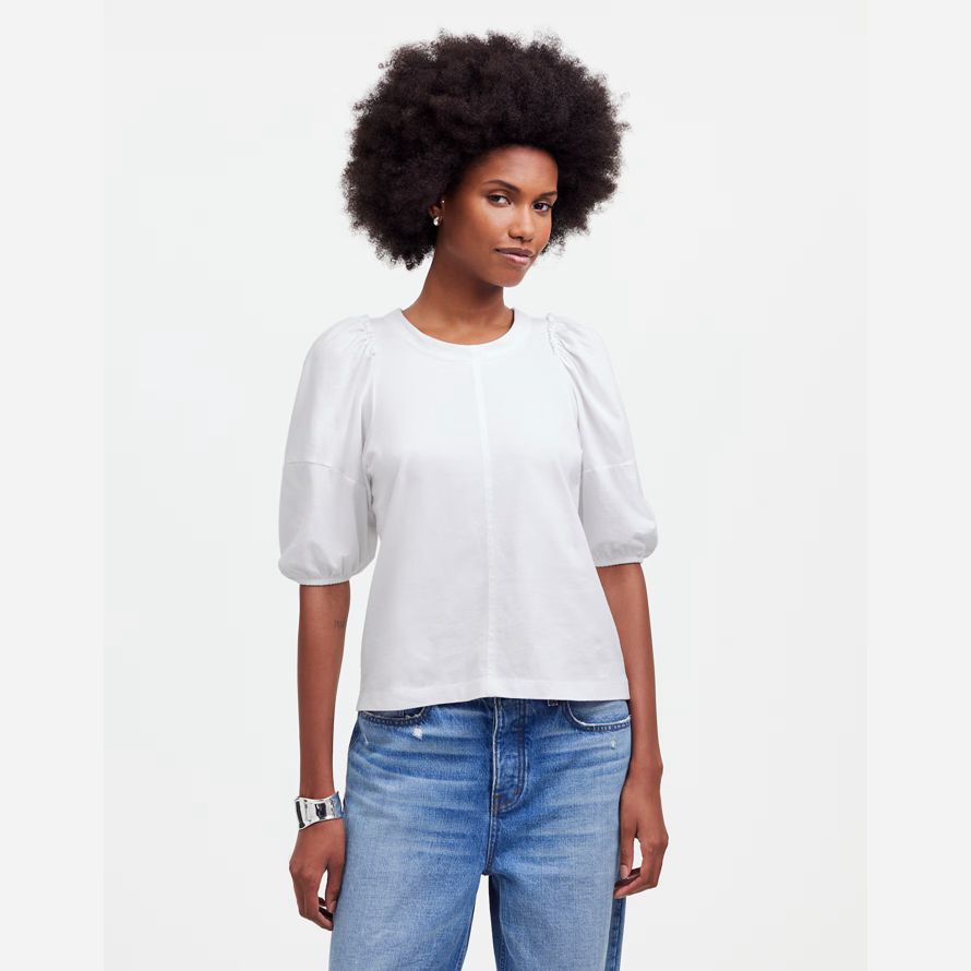 damen madewell puff-sleeve t-shirts white