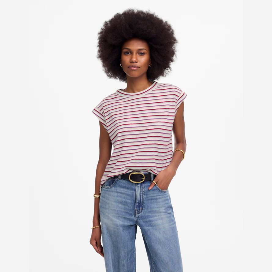 madewell boxy muskel frauen t-shirts beige rot lila