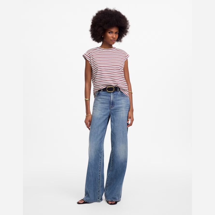 madewell boxy muskel frauen t-shirts beige rot lila