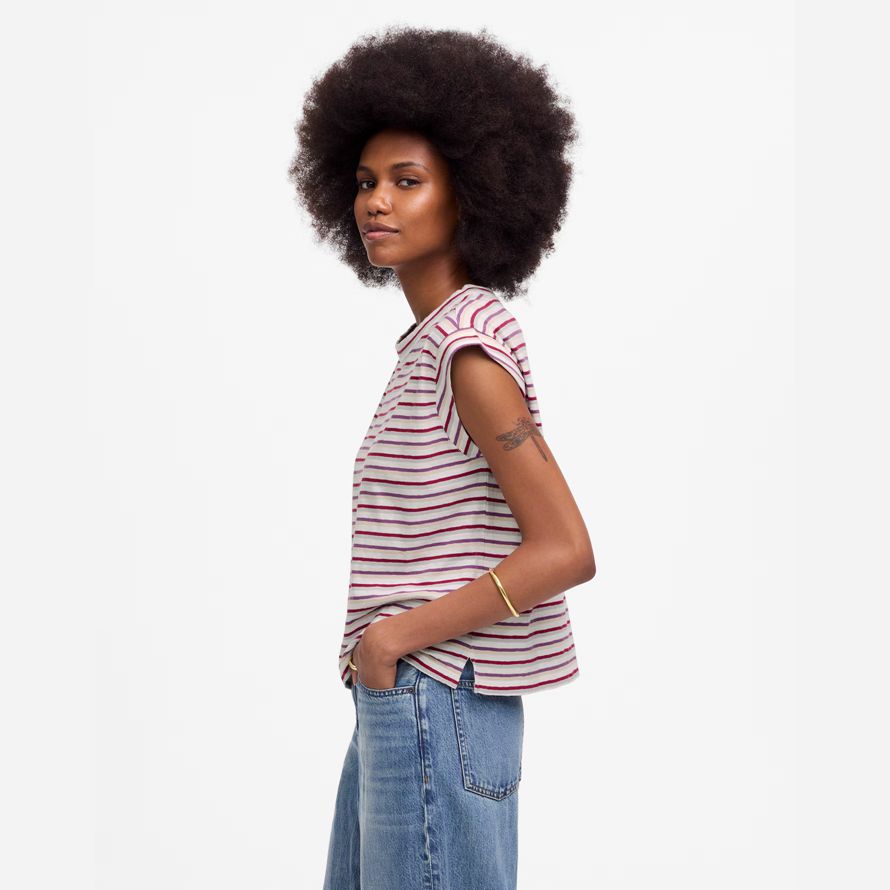 madewell boxy muskel frauen t-shirts beige rot lila